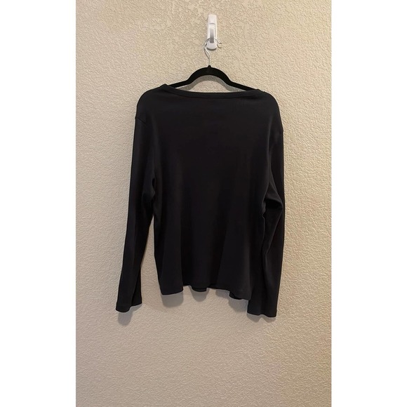 Lands End Women's Navy Blue Ribbed Long Sleeve Shirt Size XL 18-20 - Picture 3 of 3